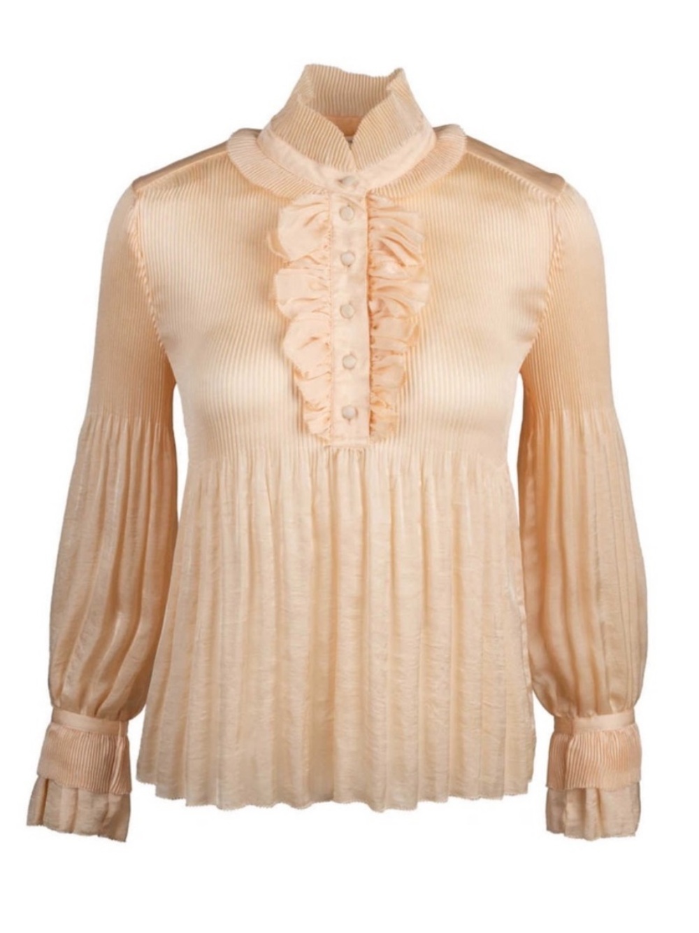 DVF Philippine Georgette nude neutral blush ruffled blouse 6 S M
